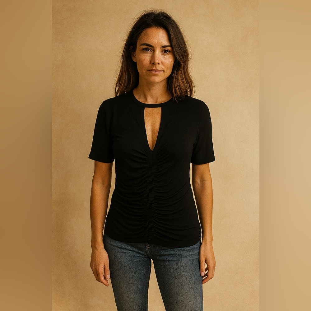 Elegant Black Ruched Women's Top